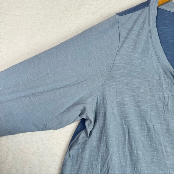 LOGO by Lori Goldstein Tunic Top 1XP Blue Colorblock 3/4 Sleeve Beachy Stretchy - Picture 4 of 12